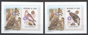 Wb107 Imperf 2002 Niger Fauna Birds Of Prey Scouting 2Bl Mnh