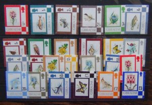 Gibraltar 1977 Birds Flowers Fish & Butterflies set to £5 with varieties MNH