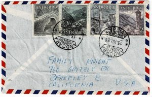 Spanish Andorra 1968 Vieja cancel on philatelic cover to the U.S., Scott 50-61