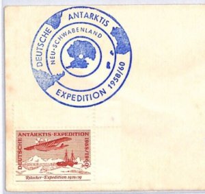 GERMANY ANTARCTIC EXPEDITION 1938 Label Cover 1958 Neu Schwabenland Cachet YW181