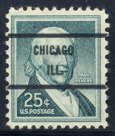 Chicago IL, 1048-71 Bureau Precancel, 25¢ Revere