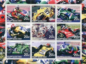 Kyrgyzstan 2001 Motorcycles Racing Drivers Sheetlet (9) MNH