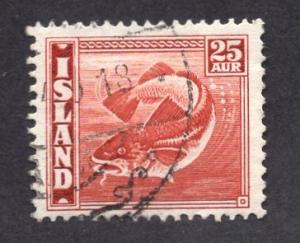 Iceland    #224   used   1939  codfish  25a