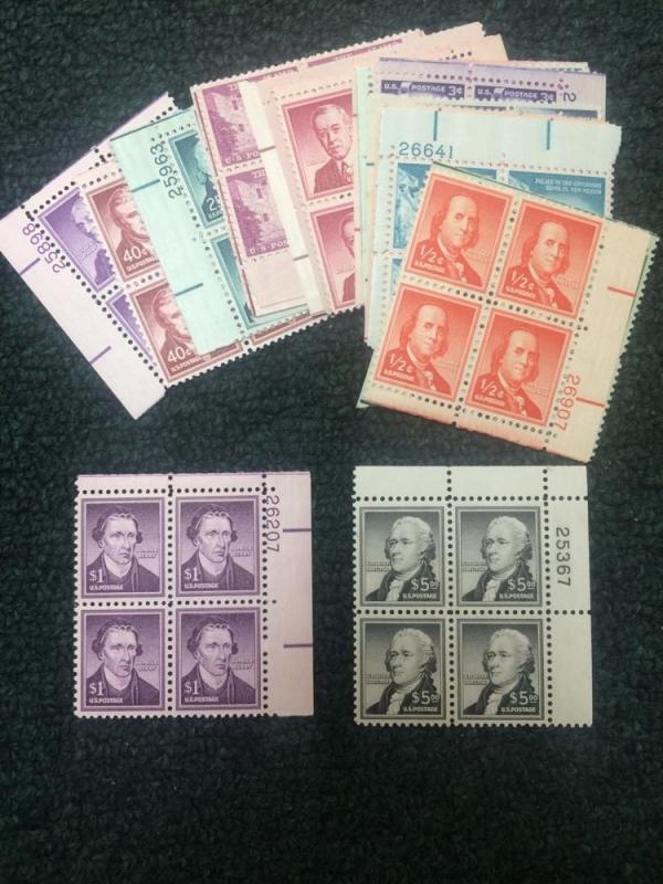 1030-53 Plate Blocks Of 4. Superb Centering Mint Never Hinged.