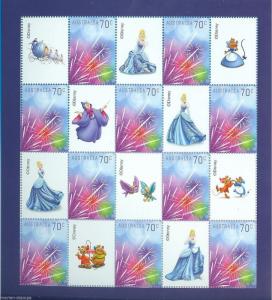 AUSTRALIA 2015 SET OF TWO DISNEY CINDERELLA  SHEETS IN FOLDER MINT NH