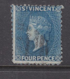 St. VINCENT, 1868 no watermark, perf. 11-12 1/2, 4d. Deep Blue, used.