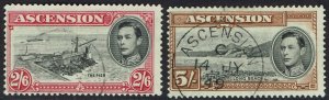 ASCENSION ISLAND 1938 KGVI PICTORIAL 2/6 AND 5/- PERF 13½ USED