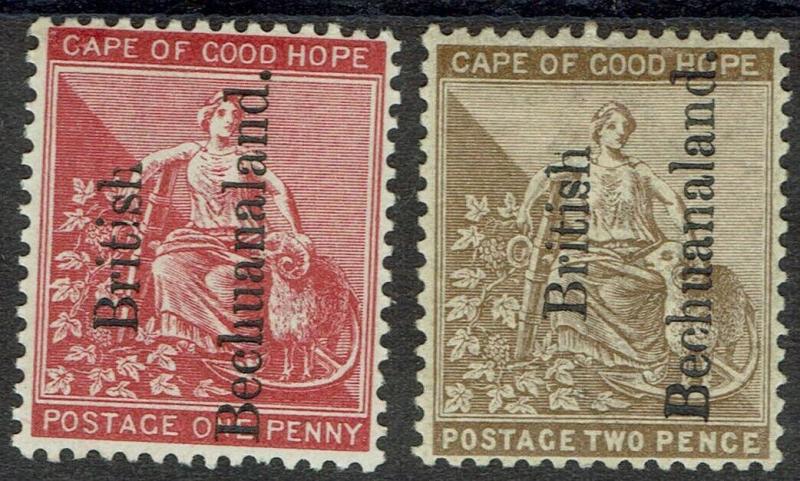 BECHUANALAND 1891 OVERPRINTED CAPE HOPE SET 1D AND 2D */** READING UP 