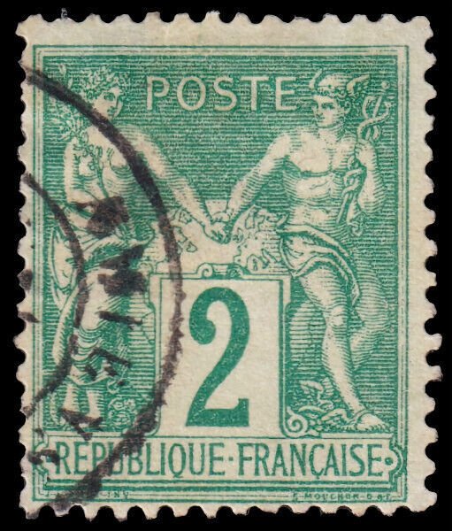 France Scott 77, Type II (1876) Used F, CV $19.00 C