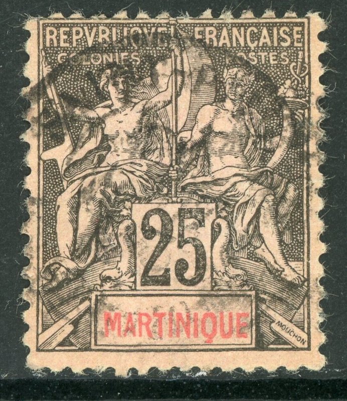 Martinique 1892 French Colony 25¢ Commerce & Navigation Scott #43 VFU D803