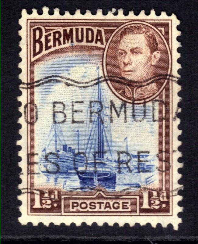 Bermuda 1938 - 52 KGV1 1 1/2d Ship in Hamilton Harbour SG 111 ( M1421 )