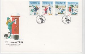 Isle of Man -1990Christmas set 4  on FDC