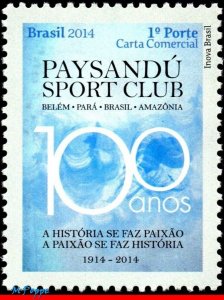 3266 BRAZIL 2014 CENTENARY PAYSANDU, SOCCER FOOTBALL, FAMOUS CLUBS, C-3331, MNH