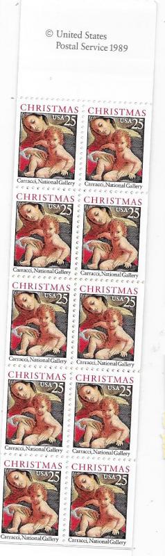 US#BK167  $0.25 1989 Christmas  Booklet  (MNH) CV $10.00