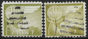 Canal Zone C28 used pair  Air Mail