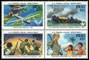 Palau - 1990 - World War II - Block of 4 stamps - Scott #254-7 - MNH