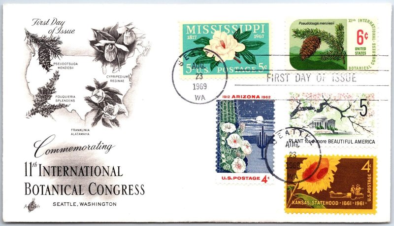 U.S. FIRST DAY COVER 11th INTERNATIONAL BOTANICAL CONGRESS IN SEATTLE COMBO 1969