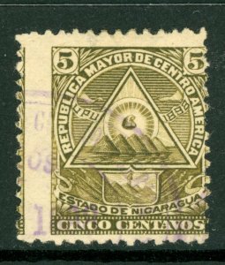 Nicaragua 1898 Seebeck Coat of Arms 5¢ Unwmk VFU B637