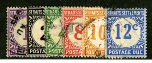 1924 Straits Settlements Sc #J1/6 used cv.$12.25 ( 8772 BCXX5 )