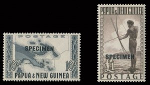 Papua New Guinea #135-136S (SG 15-15s) Cat£90, 1952 10sh and £1, set of two...