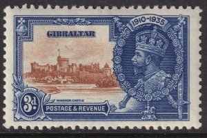 Gibraltar Sc# 101 KGV 1935 Silver Jubilee 3 pence issue MLMH CV $3.25