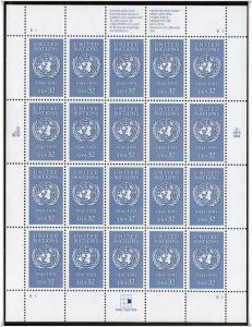 SC#2974 32¢ United Nations 50th Anniversary Pane of Twenty (1995) MNH