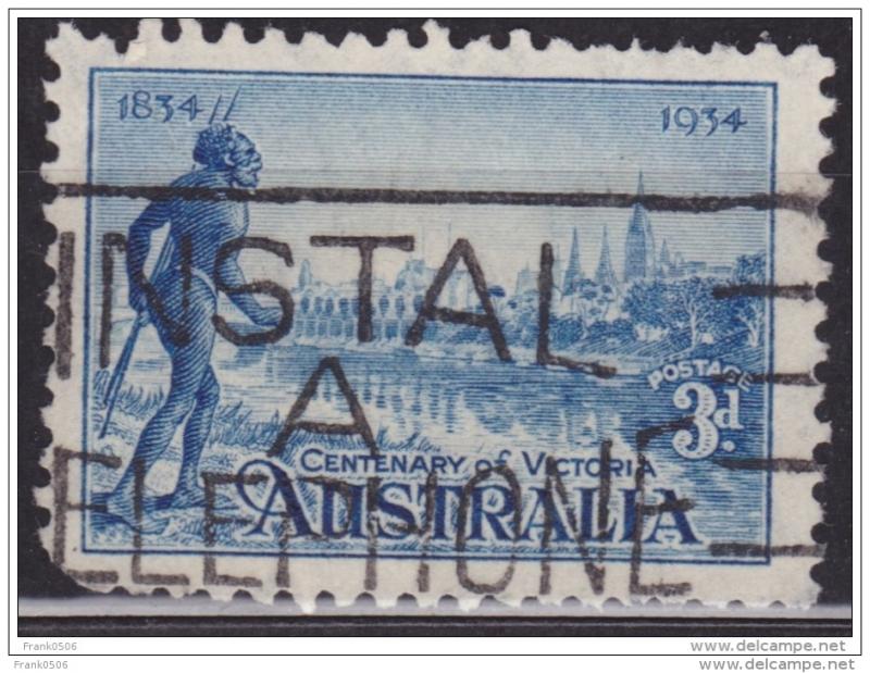 Australia 1934, Yarra Yarra Tribesman, 3p, Scott# 143, used
