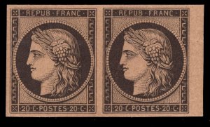 MOMEN: FRANCE SC #3 1850 IMPERF MINT OG NH XF WOLFGANG CERT LOT #67614