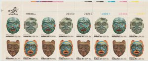 U.S.  Scott# 1837a 1980 Pacific NW Indian Masks XF MNH Plate Block of 16 5#