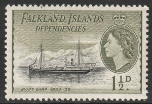 Falkland Islands Deps Scott 1L21 - SG G28, 1954 Ships 1.1/2d MH*