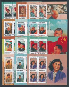 Montserrat #933-44 NH Specimen Famous People of the 20th Century-Sheetlets of 4