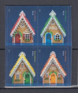(F) USA #4817-20 Gingerbread Houses Double Sided Block of 8 Forever Stamps MNH