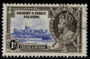 GILBERT AND ELLICE ISLANDS GV SG36, 1d ultramarine & grey-black, USED. Cat £17.