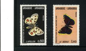 FRENCH ANDORA 1993  BUTTERFLIES #251 - 252  MNH