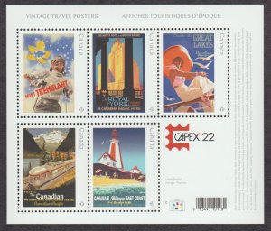 Canada 3333f Vintage Travel Posters - Capex overprint - SS -  MNH