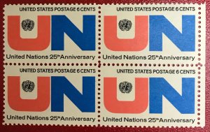 1970 USA Scott 1419 MNH Block UN 25th Anniversary Lot 910