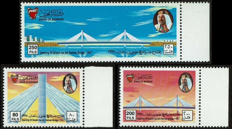 HuskyStamps ~ Bahrain #501-503, set of 3, Mint Never Hinged MNH,  3pics