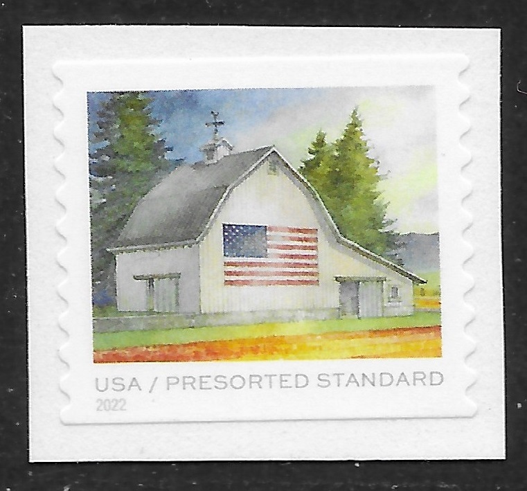 US 5686 (10c) Flags On Barns White Barn with Gamrel Roof United