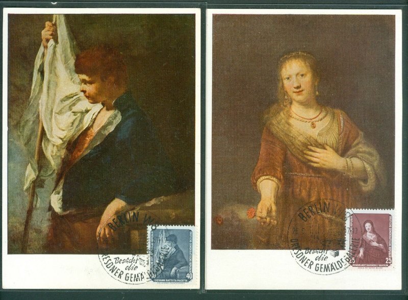 Germany. DDR. 1957. 6 Maximum Card. Complete Issue. Dresden Famous Paintings.