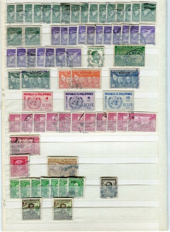 PHILIPPINES; 1940s-50s fine DUPLICATED USED LOT , + POSTMARKS