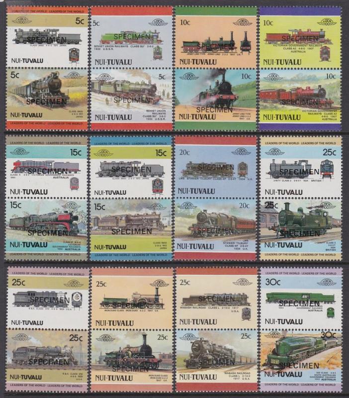 Tuvalu Nui 1984-88 Trains Specimen MNH