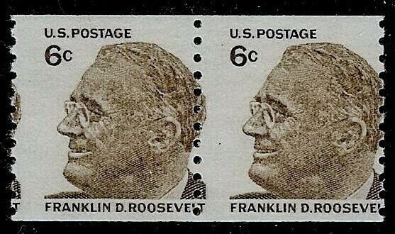 1305 - 6c Misperf Error / EFO Pair Franklin D. Roosevelt FDR Mint NH