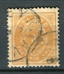 ICELAND; 1880s early classic numeral issue fine used 3a. value fair Postmark