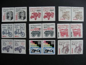 USA 9 different MNH modern coil pairs