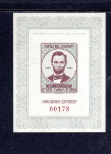 PARAGUAY #C313 1963 ABE LINCOLN MINT VF NH O.G S/S