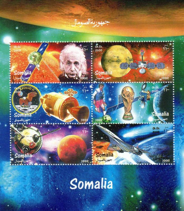 Somalia 1999 Apollo 11 /John Glenn/Halley's Comet 2 Sheetlets + 1 S/S MNH