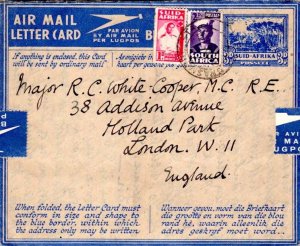 South Africa 1d Nurse and 2d Sailor on 3d Groot Schuur Air Letter c1945 to Lo...