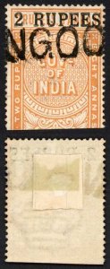 India Telegraphs SGT52 2r on 2r8a surch at Calcutta  Cat 10  pounds