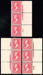 US Stamps # 267 MNH VF Lot Of 3 Plate # & Imprint Strips of 3 Scott Value $172