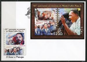 SAO TOME  2018 90th MEMORIAL OF   MARTIN LUTHER KING,Jr.  SOUVENIR SHEET  FDC